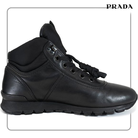 Prada Men's Leather High Top Sneaker Boots (size 11 US) - Picture 6 of 14